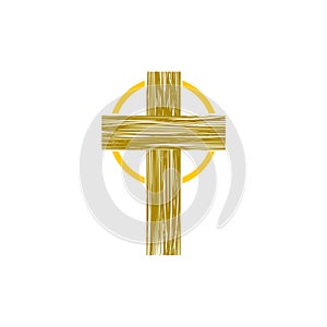 Simple Christian cross icon isolated on white background. Church cross sign