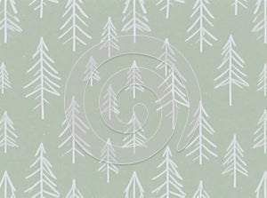 Simple christmas background with white pine tree pattern