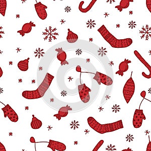 Simple Christmas seamless pattern set for background, wrapping paper, fabric
