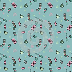 Simple Christmas seamless pattern set for background, wrapping paper, fabric