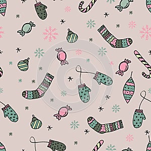 Simple Christmas seamless pattern set for background, wrapping paper, fabric