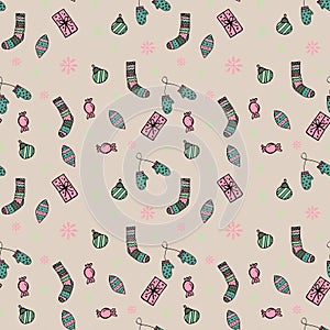 Simple Christmas seamless pattern set for background, wrapping paper, fabric