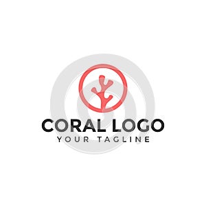 Simple Circle Coral Logo Design Template