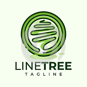 Simple circle tree cartoon logo design vector. Modern technology plant logo.