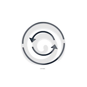 Simple circular arrows icon for refresh, reload, loop, synchronize or recycle concept