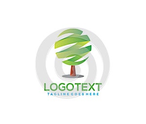 Simple Circular Green Tree logo icon [vector]