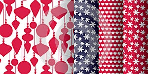 Simple classic xmas seamless pattern set