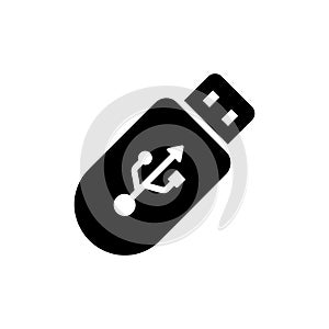 Minimalist Black USB Drive Portable Data Storage Device Icon