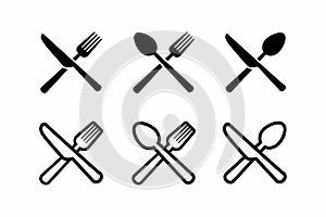 Simple And Clean Cross Spoon, Fork and Knife Vector Icon
