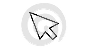 Computer mouse cursor icon pointing left classic arrow shape digital interface element isolated on white background