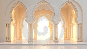 Simple clean islamic stage podium muslim background, copy space, product. Ramadan