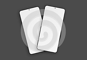 Simple and clean isolated smartphone screen Mockup. White mobile phone with shadow on white background 3D rendering