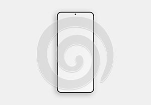 Simple and clean isolated smartphone screen Mockup. White mobile phone with shadow on white background 3D rendering