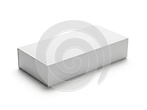 Minimalist white rectangular box on white background