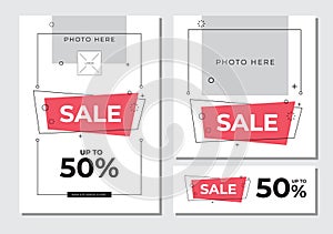 Simple Clean Sales up to 50% Flyer Social Banner and Web Templates