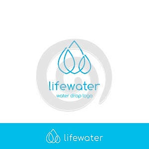 Simple clean water drop life water logo icon symbol line outline monoline style