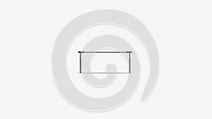 Minimalist white rectangular frame standing isolated on plain background