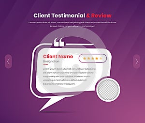 Simple client testimonial and review template with speech bubble shape