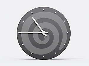 Simple clock gray ten forty five o\'clock 10:45 or quarter to Eleven Modern Minimal Clock. 3D illustration