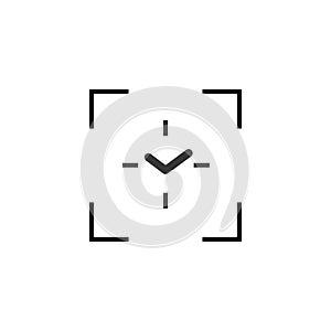 Simple clock icon. Clock object in camera autofocus . Stock vector illustration isolated on white background