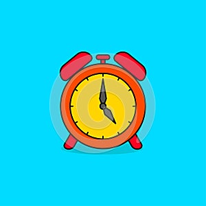 Simple clock vector illustration isolated on blue background