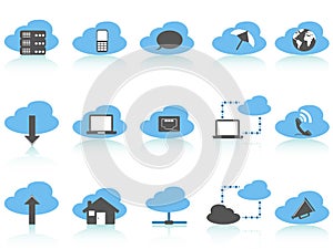 Simple cloud computing icons set,blue series