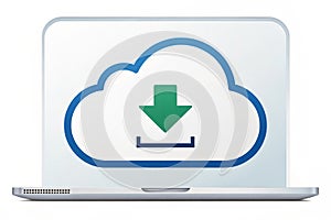 Cloud download icon isolated on white. A cloud download icon isolated on a white background, symbolizing file transfer or online photo