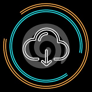 Simple Cloud Download Thin Line Vector Icon
