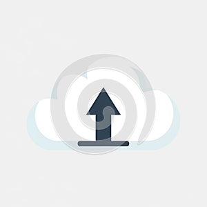 A simple cloud icon with an arrow for uploading files vector design Generative AI