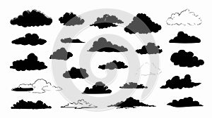 Simple Cloud Icons Set for Creative Projects on White Background