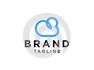 Simple Cloud Logo. Blue Linear Shape Cloud Computing isolated on White Background. Usable for Business and Technology Logos. Flat