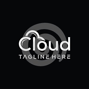 Simple cloud logo word mark symbol storage database server logo design.