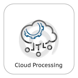 Simple Cloud Processing Vector Line Icon