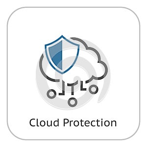 Simple Cloud Protection Vector Line Icon