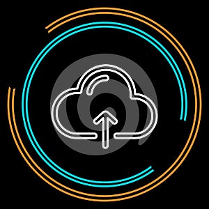 Simple Cloud Upload Thin Line Vector Icon