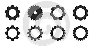 Simple cogwheel collection. Gear wheel vector icon set. Gears mechanism, progress, construction concept, or UI element