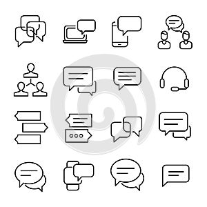 Simple collection of media communication related line icons.