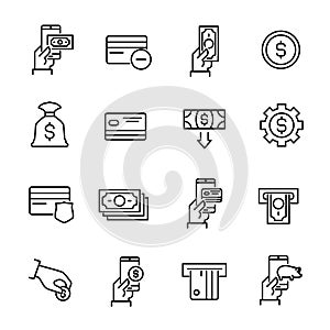 Simple collection of mobile commerce related line icons.