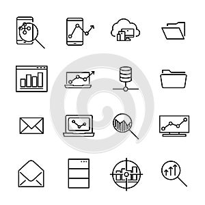 Simple collection of program development related line icons.