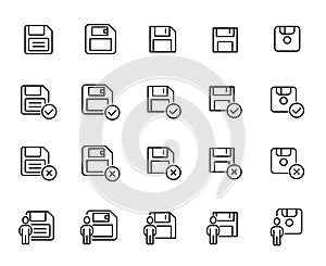 Simple collection of save related line icons.