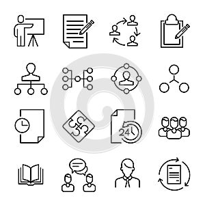 Simple collection of scrum agile related line icons.