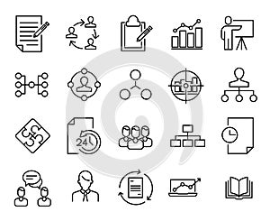 Simple collection of scrum agile related line icons.
