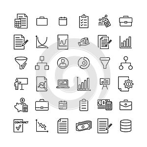 Simple collection of strategy related line icons.