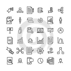 Simple collection of teamwork related line icons.