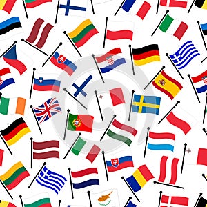 Simple color curved flags all european union countries seamless pattern eps10