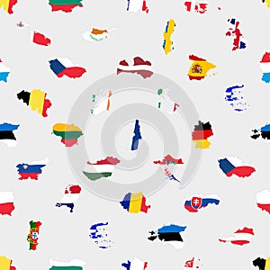 Simple color flags all european union countries like maps seamless pattern eps10