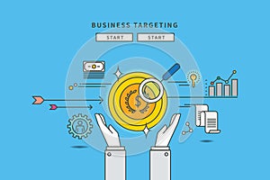 Simple color line flat design of business target, modern illustration