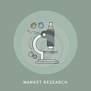 Simple color line flat design of market research, modern illustration