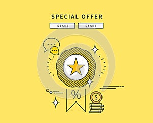 Simple color line flat design of special offer, modern illustration