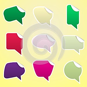 Simple color speak bubbles with symbols stickers